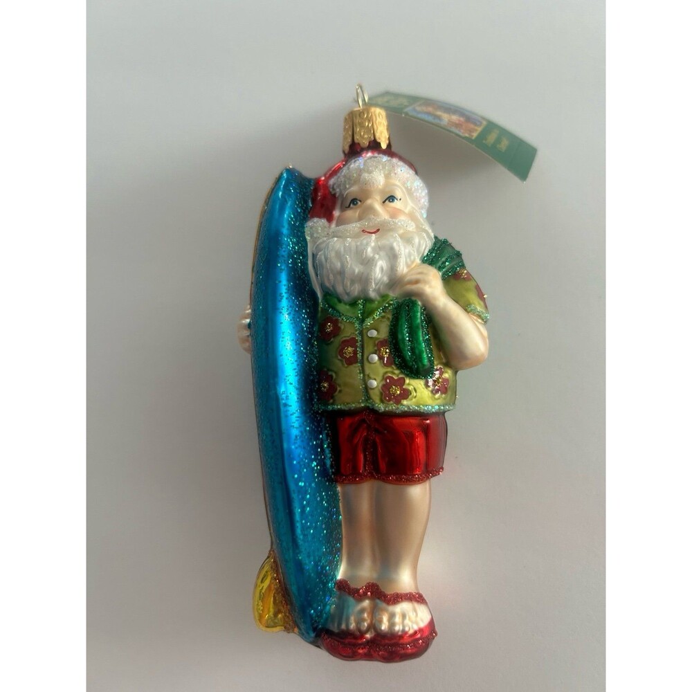 Surfing Santa Christmas Ornament